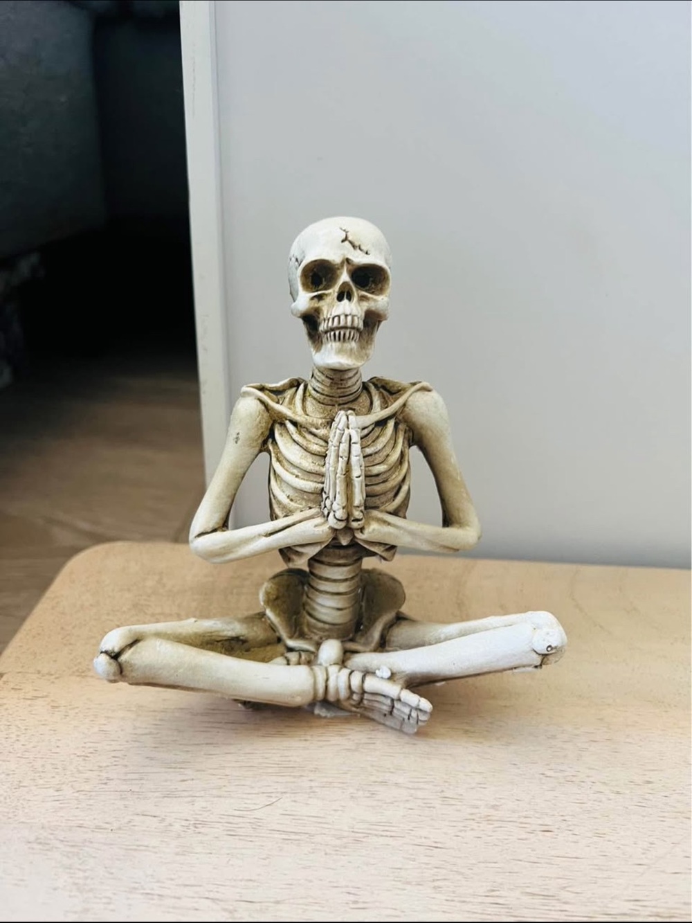 5” Meditative Skeleton Figurine - Cream Yoga Decor